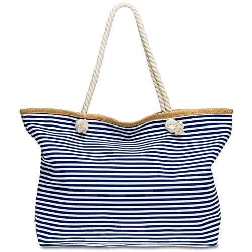 Bolsa de playa a rayas en lona y cuerda XXL, Caspar
