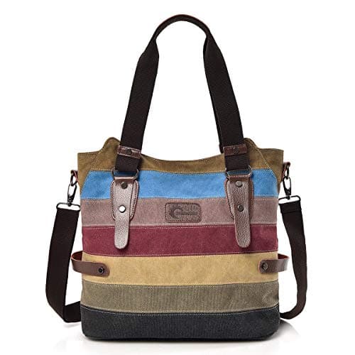 El bolso de lona a rayas multicolor para mujeres