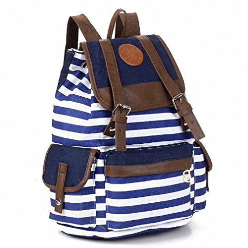 Adorable también, esta pequeña mochila de lona marinera a rayas
