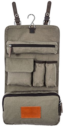 Bolsa de aseo de cuero y lona Gusti de cuero y lona plegable bi-material