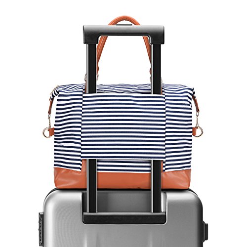 Bolsa de fin de semana para mujeres en lona a rayas de marinero adaptable a la maleta del trolley