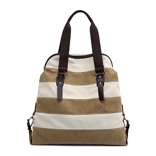 Bolsa de lona a rayas blancas y beige Road & Cool