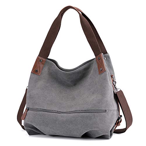 Bolsa de lona Bolsa para vagabundos mujer gris y marrón, gran capacidad