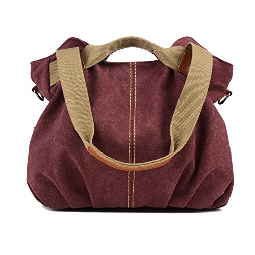 Bolsa de lona de algodón para mujeres Tote Vintage casual púrpura