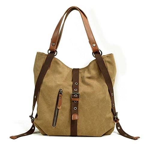 Bolsa de lona vintage para mujeres beige y marrón