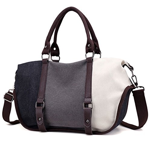 Bolso a rayas en lona tricolor, estilo bolso de hombro para la ciudad