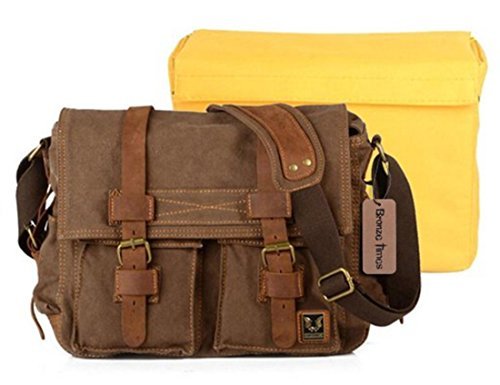 bolso de hombro bolso mensajero de lona marrón bolso mensajero con organizador de bolsa