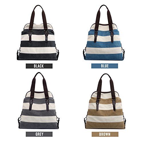 Bolso de lona a rayas con asas para mujeres de estilo vintage y casual