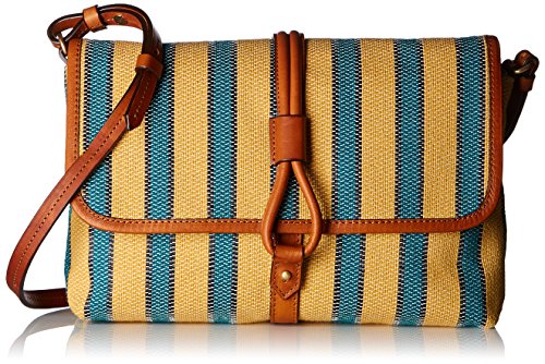 Bolso de lona con rayas azules en algodón y cuero marrón Vanessa Bruno