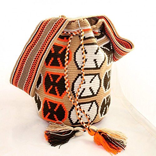 Bolso Wayuu colombiano hecho a mano con motivos tribales originales