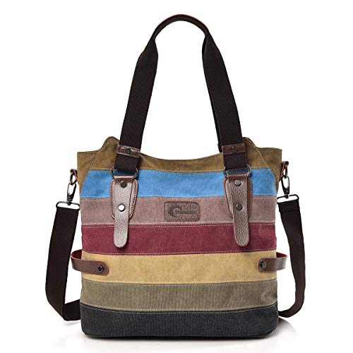El bolso de lona a rayas multicolor para mujeres
