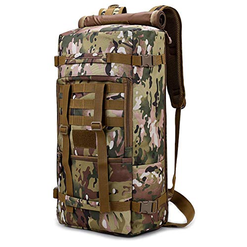 Gran mochila de viaje con impresión de camuflaje en lona impermeable