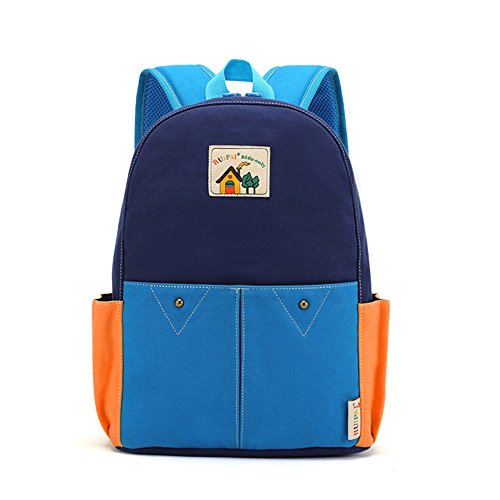 Mochila para niños en lona azul vintage