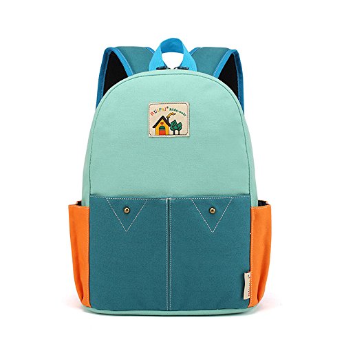 Mochila para niños en lona verde vintage