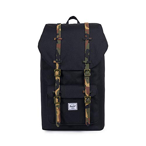 Mochila urbana negra Herschel espíritu camuflado con correas