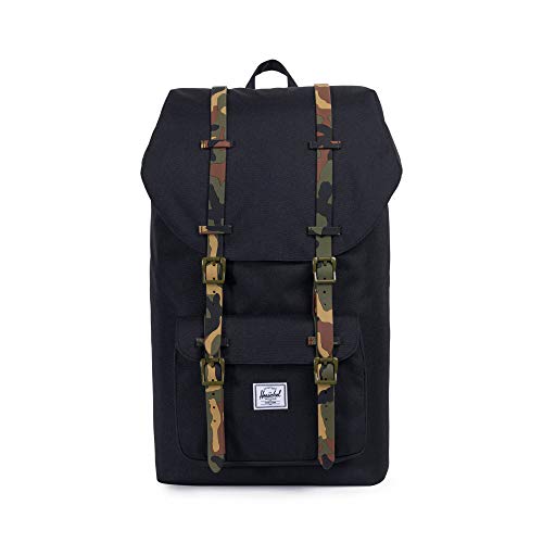 Mochila urbana negra Herschel espíritu camuflado con correas