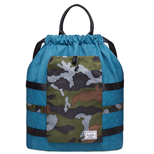 Original mochila Kaukko azul y camuflaje con cordón para hombres