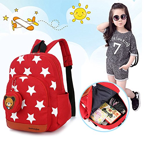 Pequeña mochila materna para la niña en tela de estrella roja