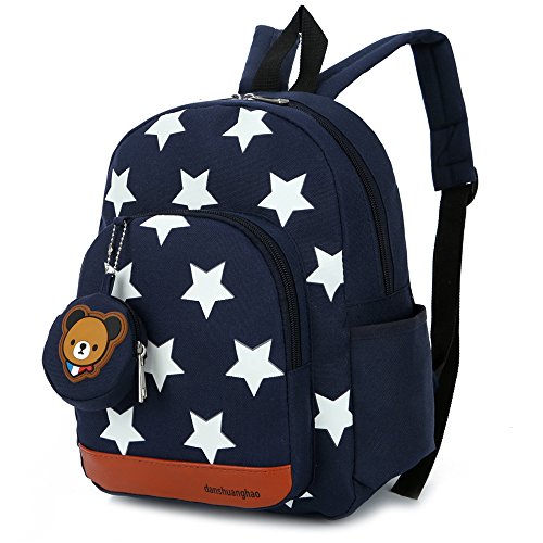 Pequeña mochila materna para niños en tela de estrellas azules
