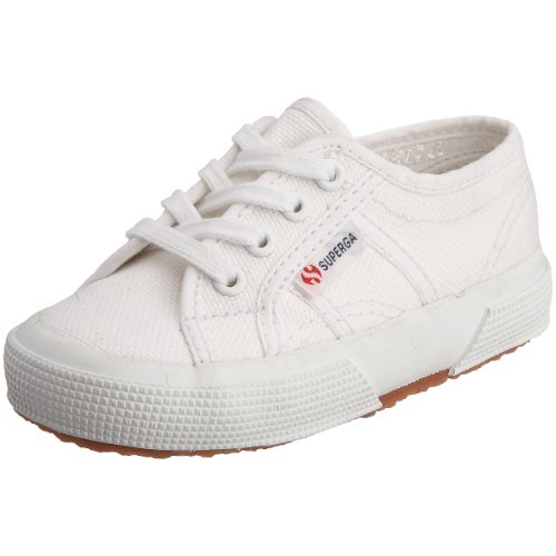 Zapatillas de lona blanca con cordones y plataforma para niños pequeños.