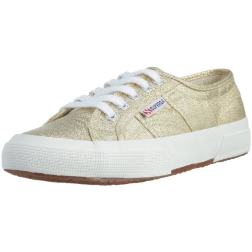 Zapatillas de lona doradas superga y chic con plataforma