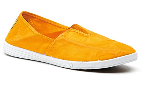 Zapato de alpargata vegana en lona de algodón orgánico Mundo Natural amarillo azafrán