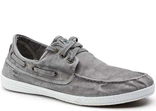 Zapato de barco vegano en lona de algodón orgánico Mundo Natural para hombres gris